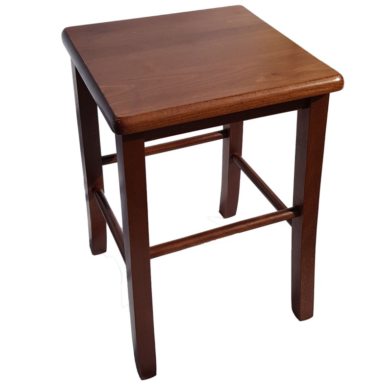 Sgabello quadro legno massello color noce h47