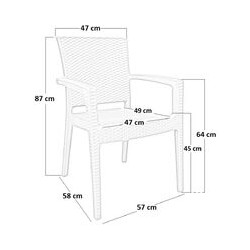 4 sedie Poltrona con braccioli effetto rattan