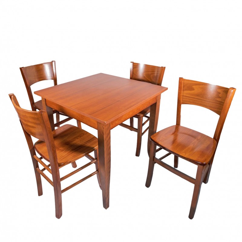 Set Tavolo Laminato 80×80 noce + 4 Sedie Verox noce