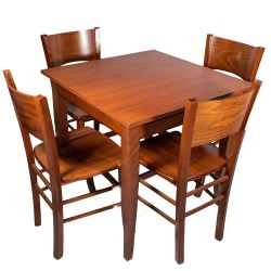 Set Tavolo Laminato 80×80 noce + 4 Sedie Verox noce
