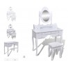 Tavolo da Trucco con Specchio e Sgabello 7 Cassetti Bianco