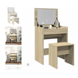 consolle trucco e Sgabello Rovere 60x40x113,5 cm tavolo consolle trucco