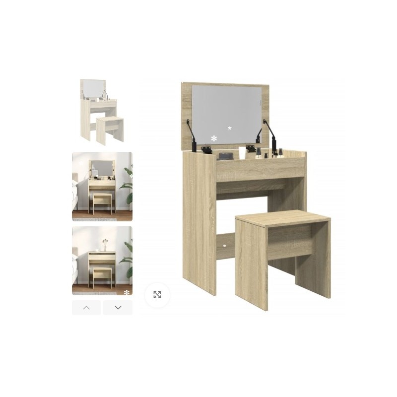 consolle trucco e Sgabello Rovere 60x40x113,5 cm tavolo consolle trucco
