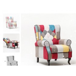 Poltrona reclinabile in tessuto con braccioli colore Patchwork moderno