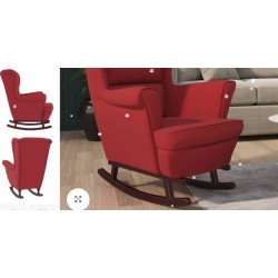 Sedia a Dondolo con Gambe in Massello col Crema in Velluto disponibile in vari colori