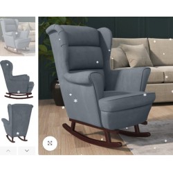 Sedia a Dondolo con Gambe in Massello col Crema in Velluto disponibile in vari colori