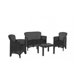 Set  salotto salottino jungle grigio antracite 1 divano 2 poltrone  1 tavolino