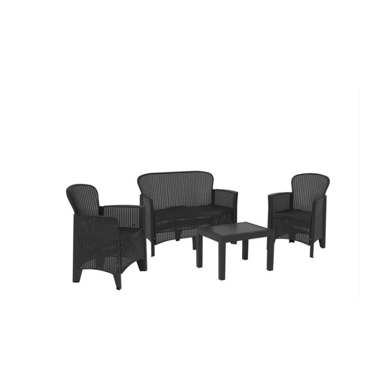 Set  salotto salottino jungle grigio antracite 1 divano 2 poltrone  1 tavolino