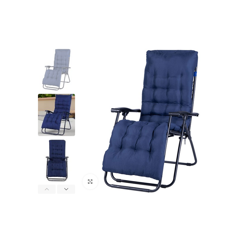 Sedia Poltrona Giardino Con Cuscino Gravita Zero Pieghevole Acciaio Oxford Blu