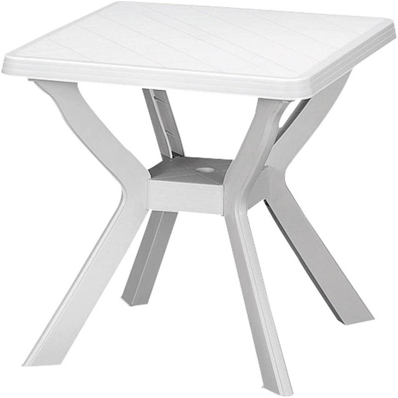 Tavolo Bianco da Esterno in plastica 70×70 cm Reno – Arredo Esterno