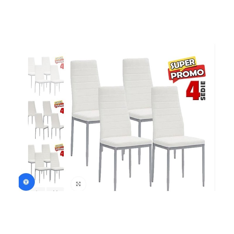 4 Sedie Moderne sala Pranzo Salotto Cucina Seduta Imbottita Ecopelle Bianco