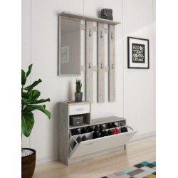 mobile per ingresso bianco e cemento cm 100x25h180
