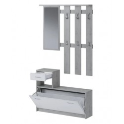 mobile per ingresso bianco e cemento cm 100x25h180