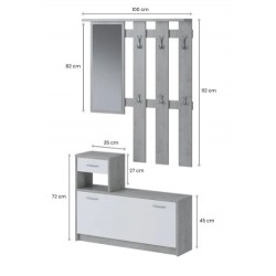 mobile per ingresso bianco e cemento cm 100x25h180