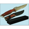 coltello lama fissa dentata manico legno kit caccia campeggio